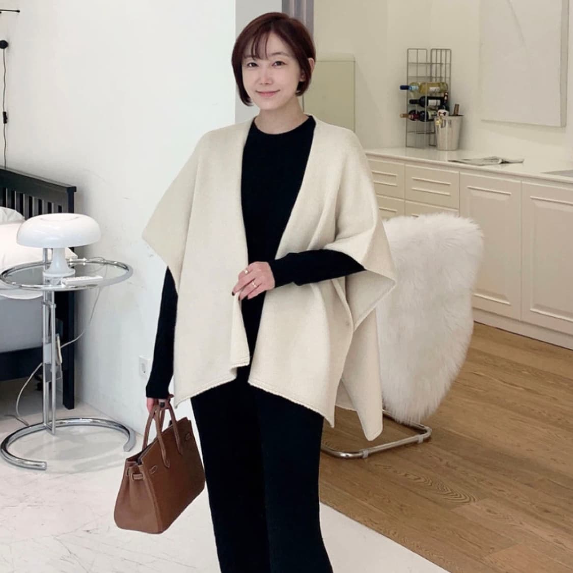 미미씨엘(mimiciel) 케이프 숄 니트가디건 프리사이즈 새상품 상품이미지1