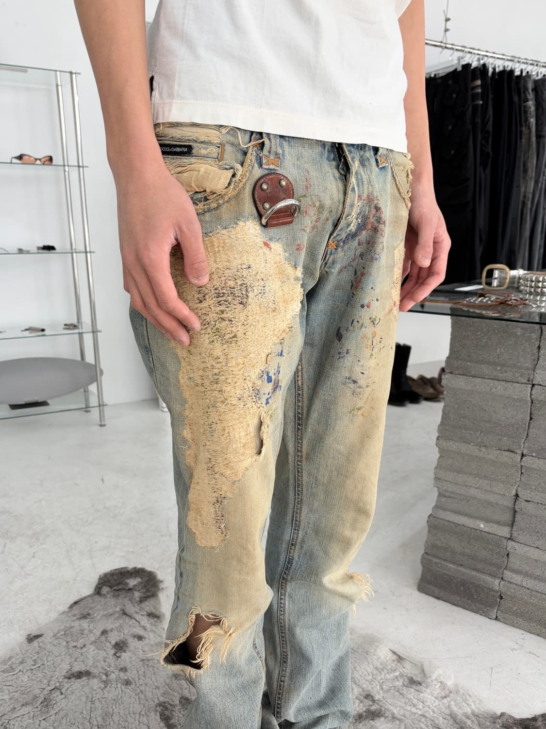 2000‘s 돌체앤가바나 디스트레스드 페인팅 데님 팬츠 상품이미지6