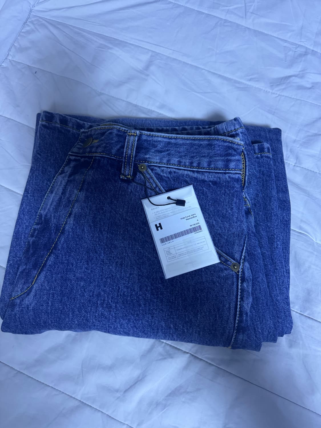 [새상품] (4) 해칭룸 와이드 커브 진 워시드 블루 상품이미지2