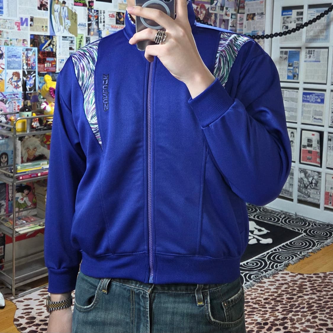 일본 빈티지 퍼플 져지 집업 상품이미지2