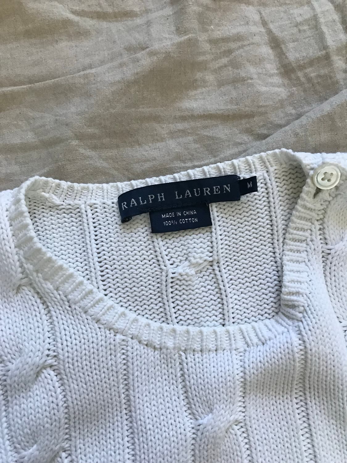 폴로 랄프로렌 포니로고 케이블 니트 화이트 어깨 버튼 패턴 상품이미지8