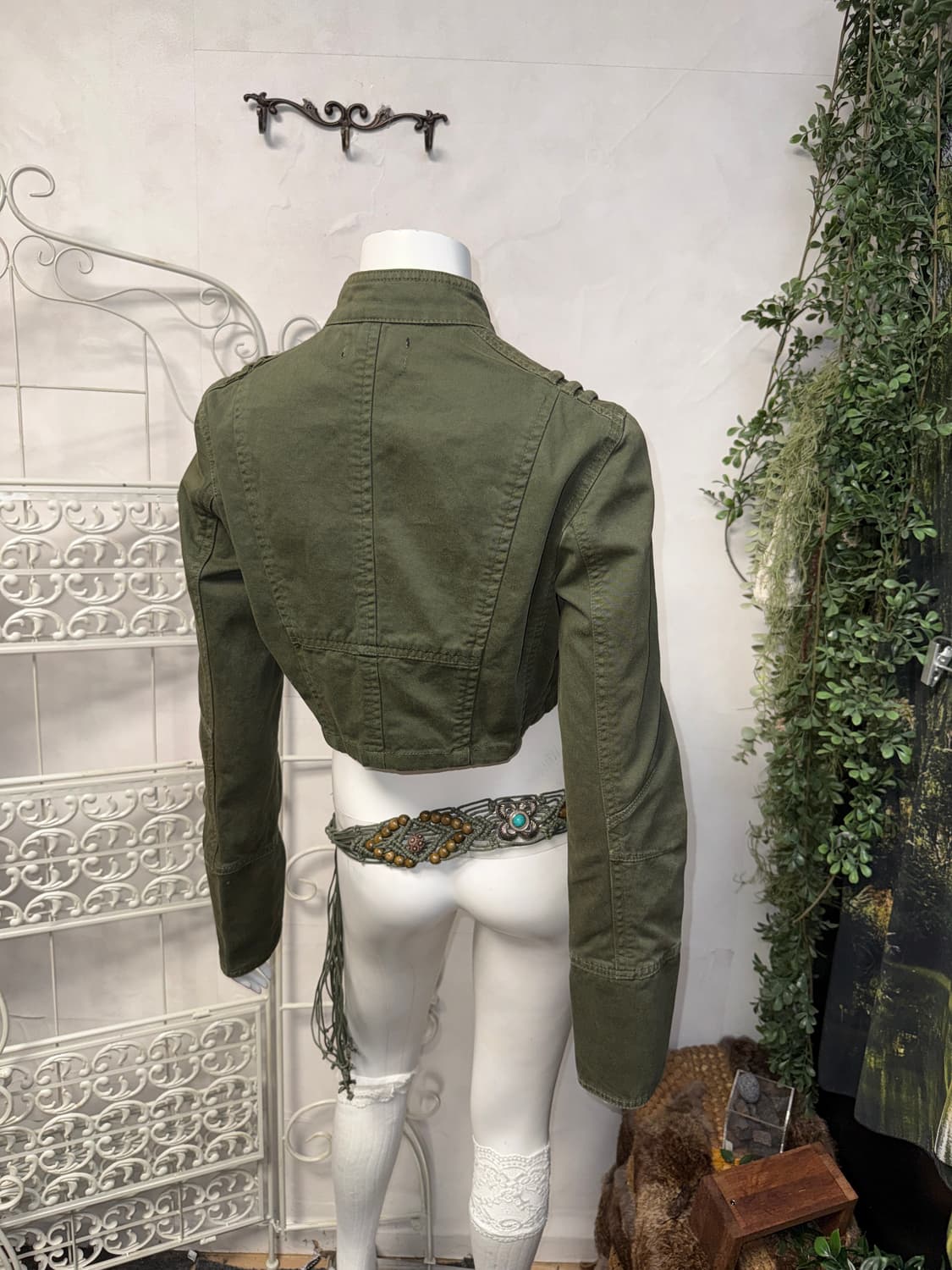 Khaki crop military cotton jacket  상품이미지7