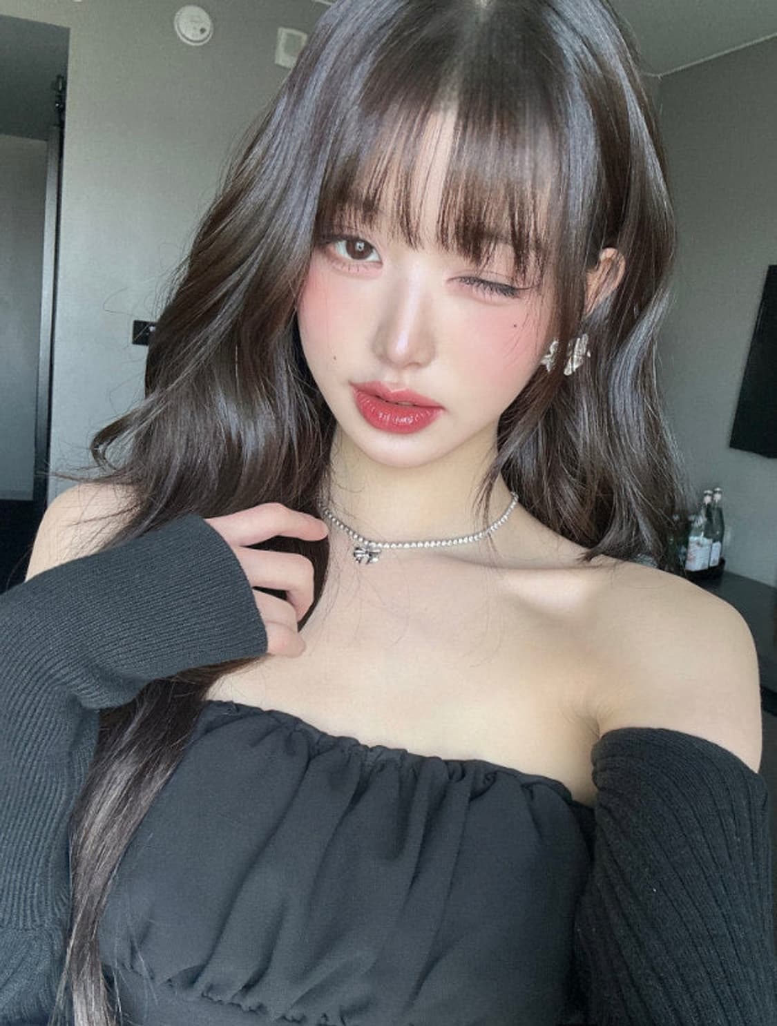 택달린 새상품) 쓰리타임즈 장원영 릿 볼레로 블랙 상품이미지2