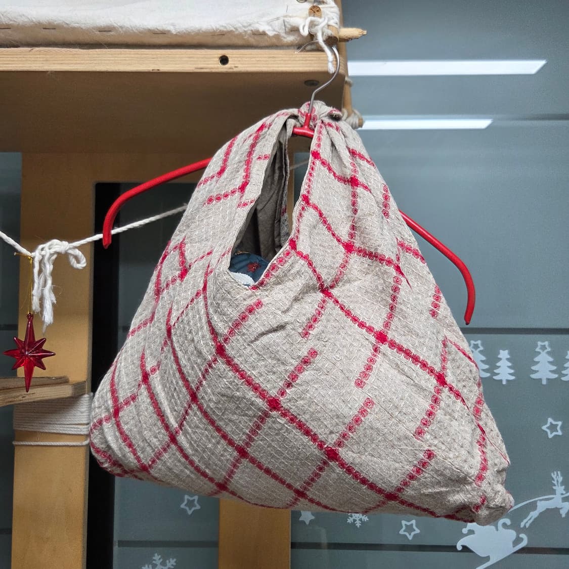 일본 빈티지 레드 체크 매듭백 상품이미지2