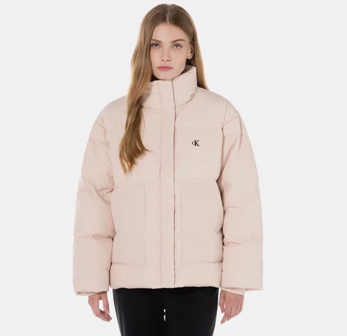 캘빈클라인 핑크베이지 숏랭스 스탠드 카라 푸퍼 숏패딩 상품이미지1