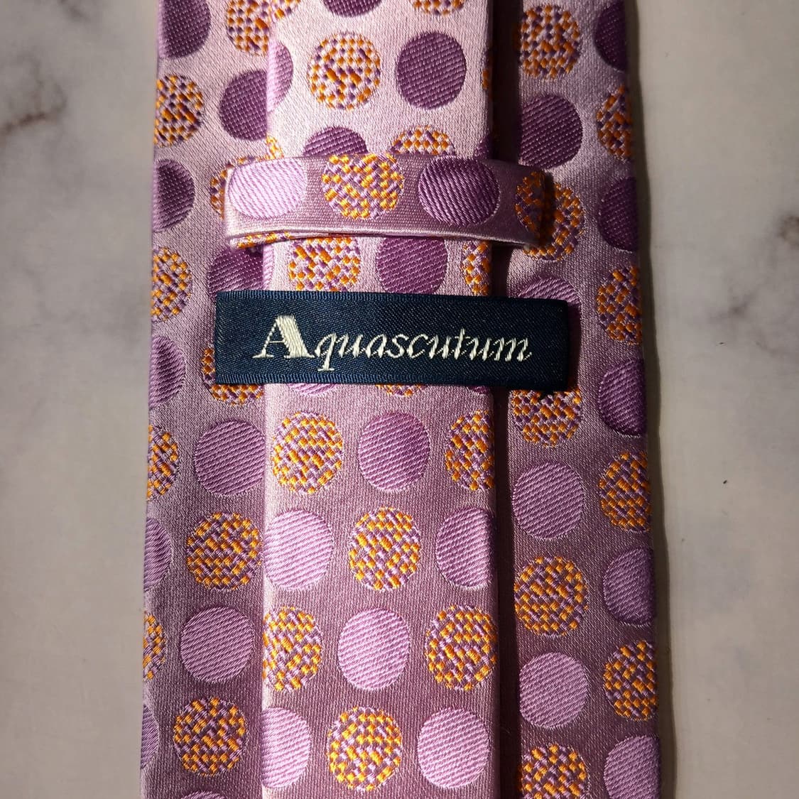 아쿠아스큐텀 퍼플핑크 도트 패턴 넥타이 9.2cm A+등급 E821 상품이미지9