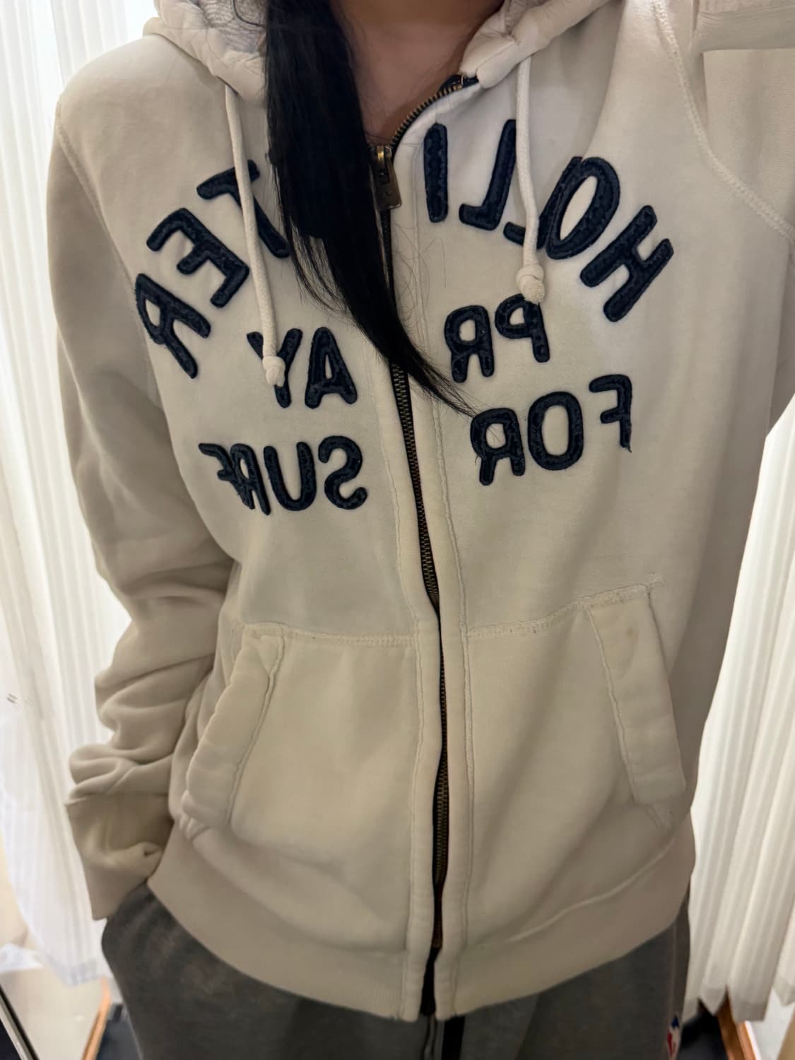 홀리스터 화이트 후드집업 xl 상품이미지1