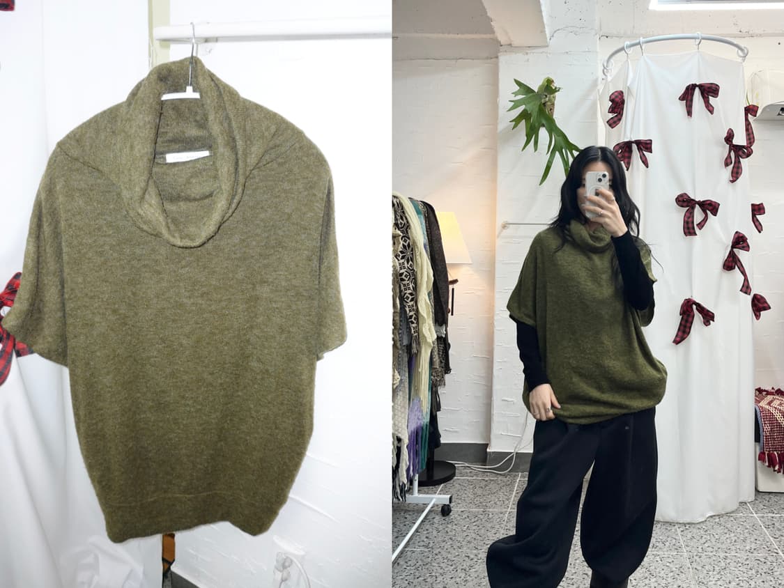 khaki polar knit vest 상품이미지1