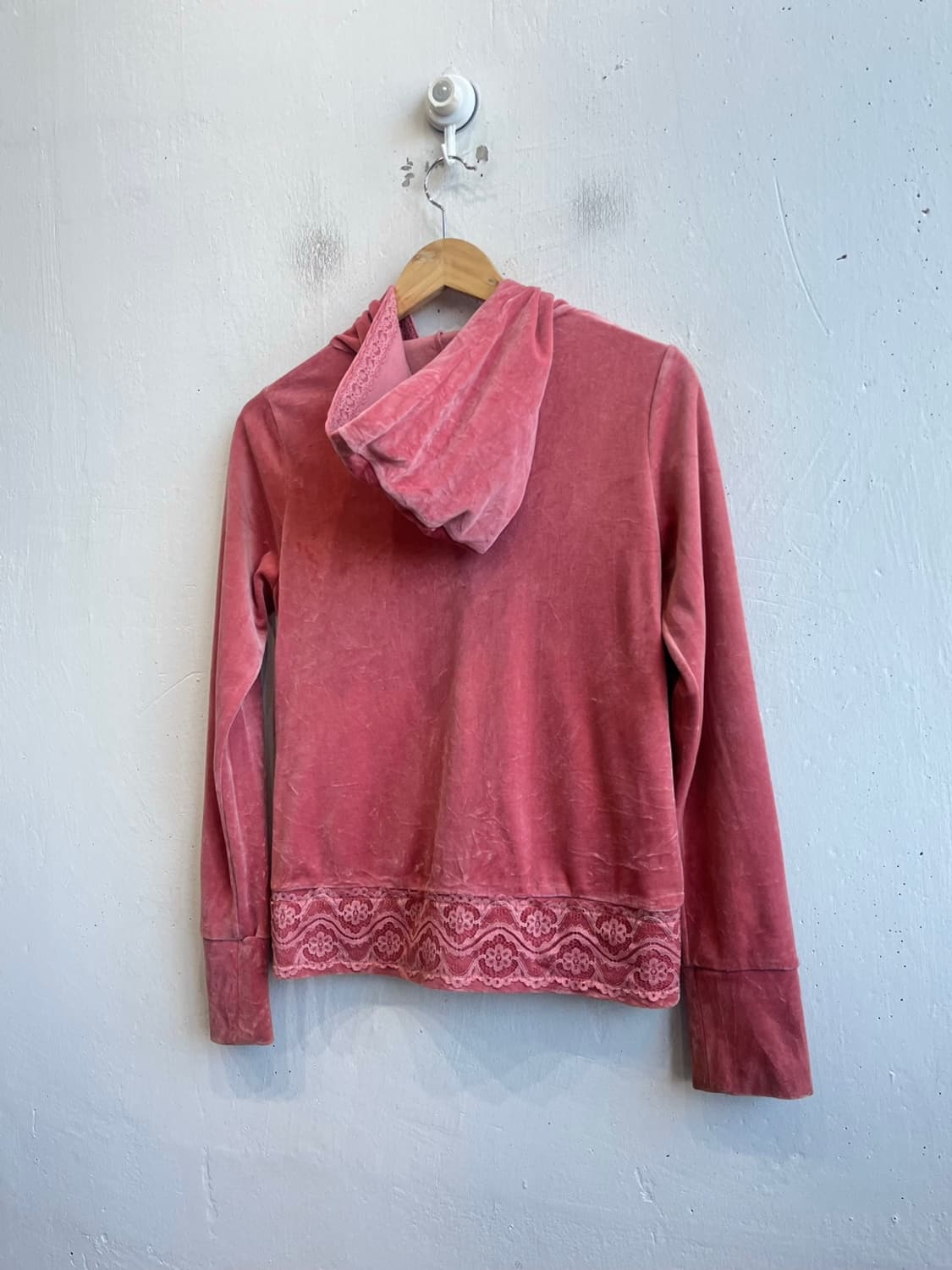 일본빈티지 벨벳 레이스 후드집업  상품이미지2