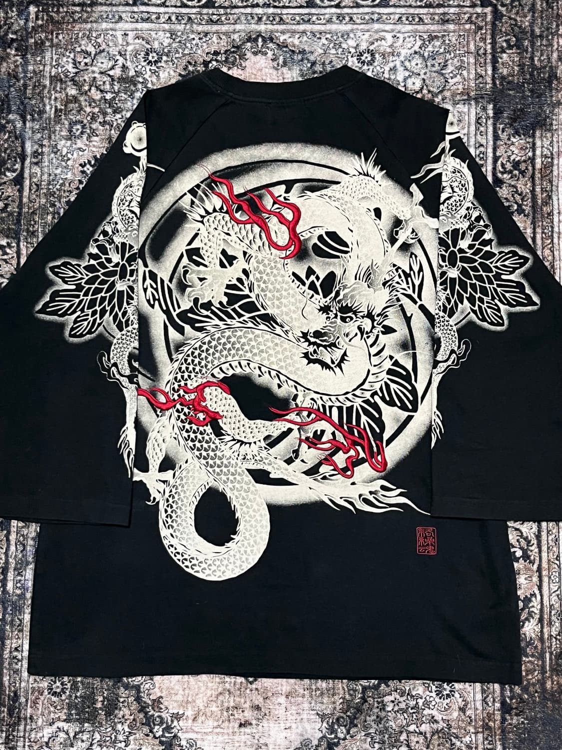 카라쿠리타마시 용 자수 프린팅 칠부 반팔 xxl 상품이미지4