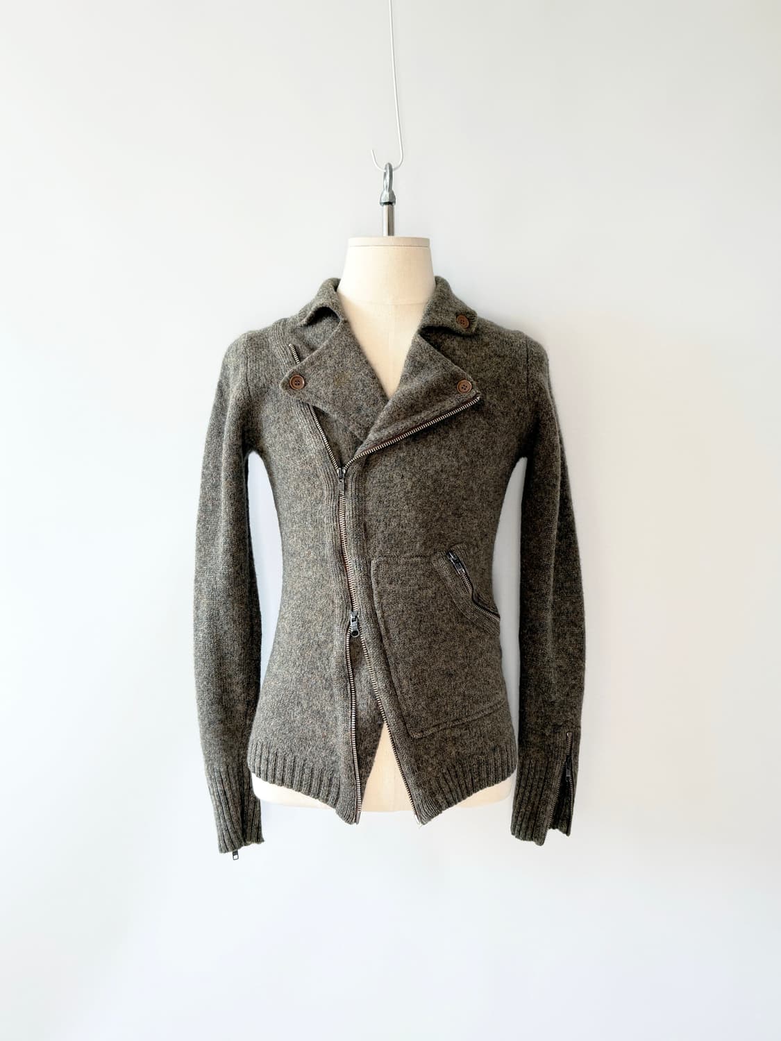 Abahouse 아바 하우스 울 100% 니트 라이더 자켓 상품이미지1