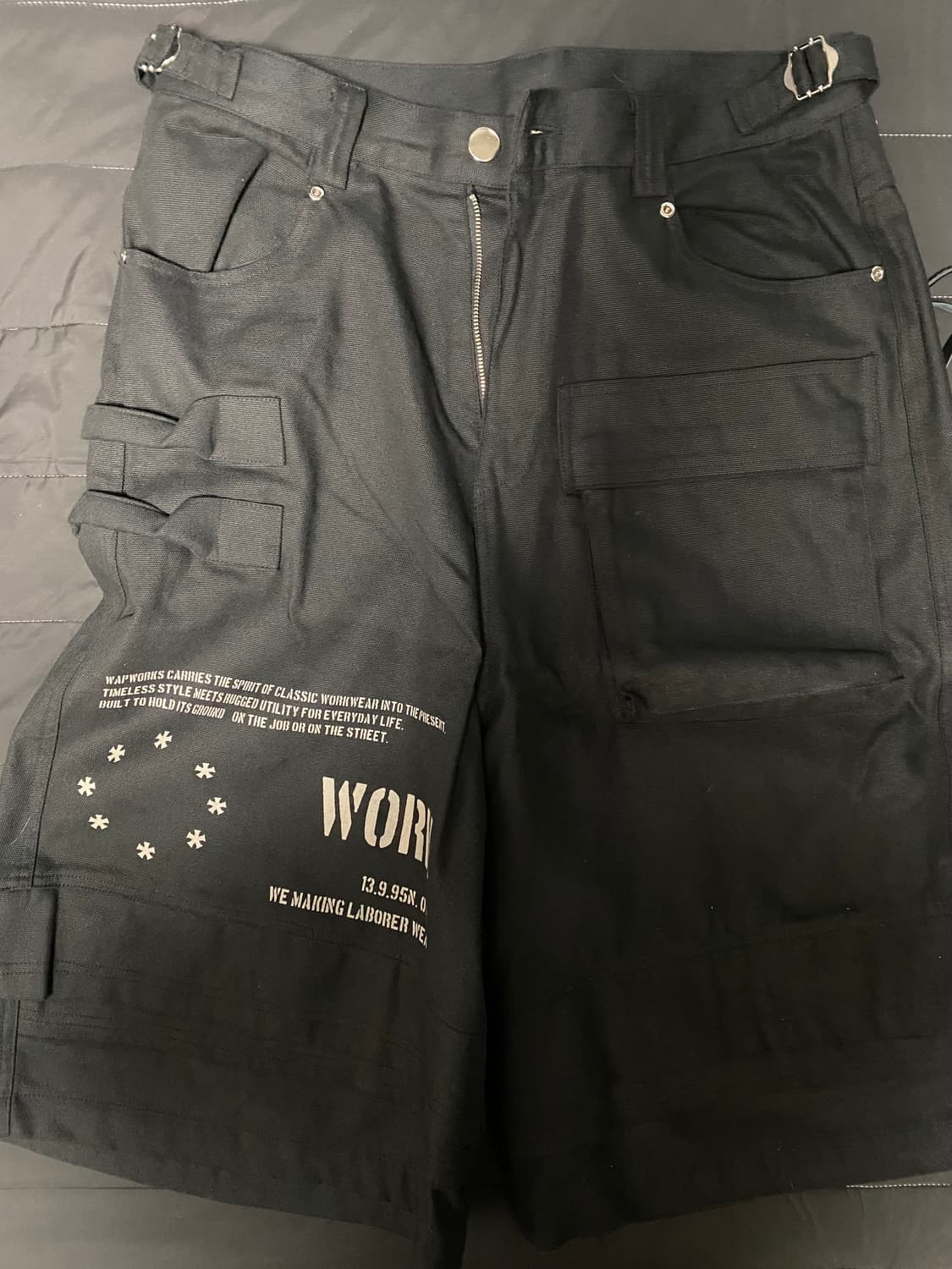 wapworks w095 엔지니어 버뮤다 팬츠 블랙 상품이미지2