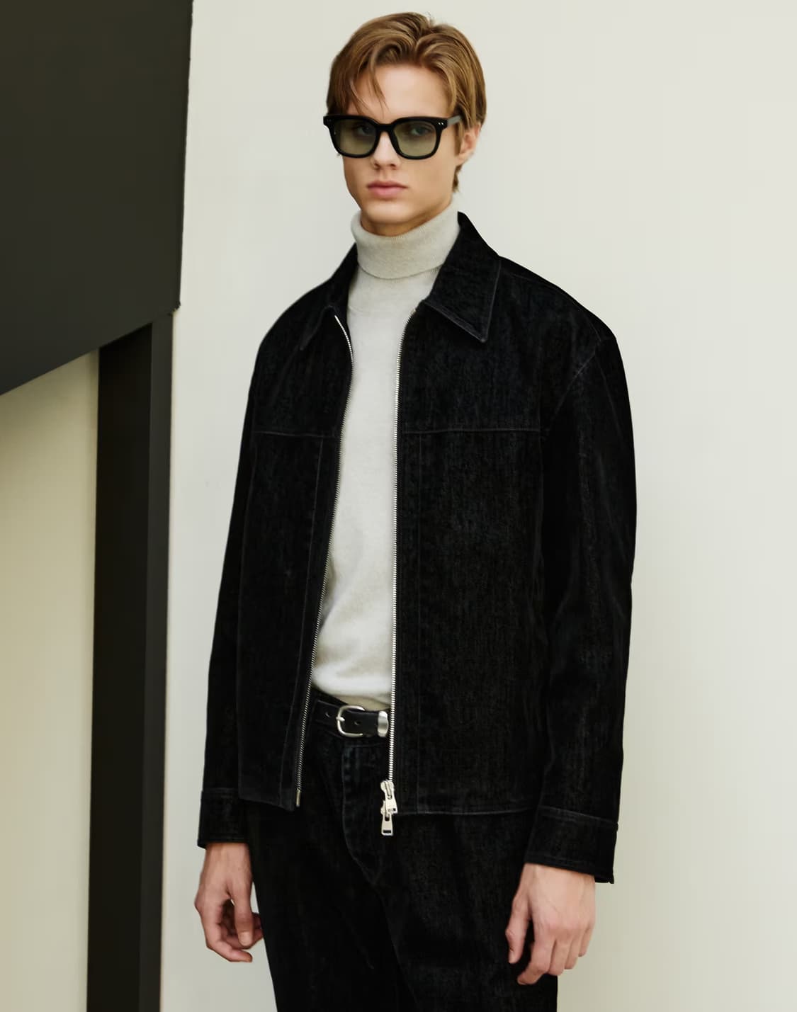 알레그리 25FW 블랙《Velour Denim》카라넥 트러커 점퍼 52 상품이미지4