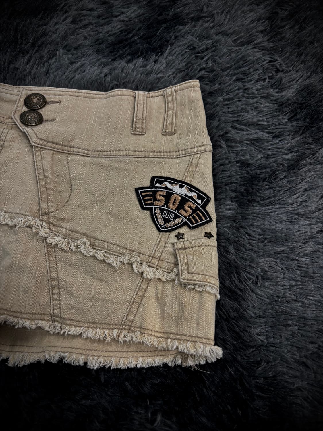 Cecil McBee 베이지 카고 레터링 자수 숏스커트팬츠 상품이미지3