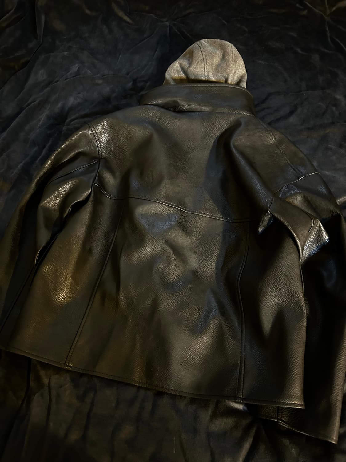 Cow Skin Hoodie Layerd Leather Jacket 상품이미지4
