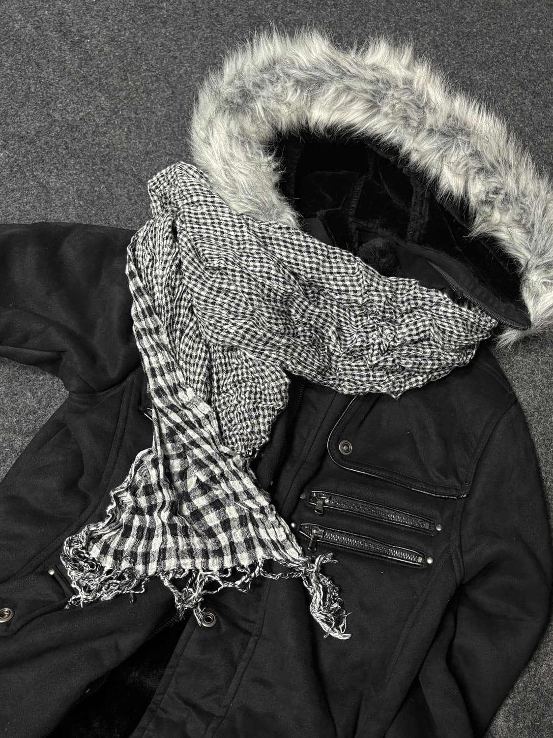 Vintage y2k punk checker scarf muffler 상품이미지1