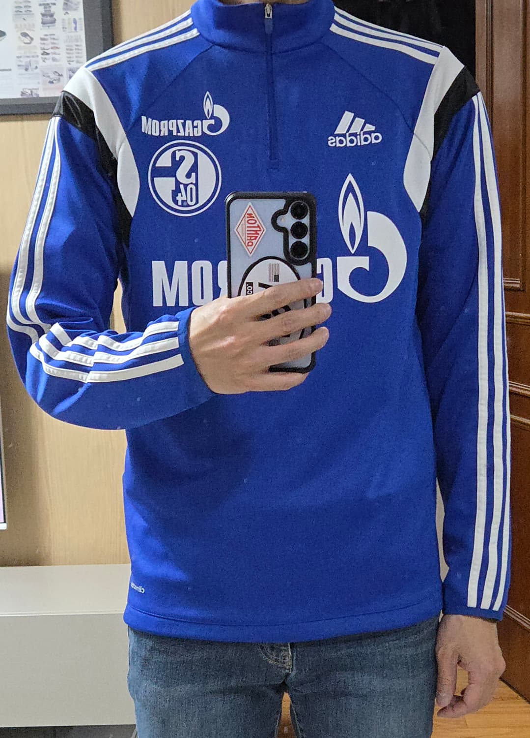 (착샷) 아디다스 샬케04 유니폼 하프 져지 트레이닝 탑  상품이미지9