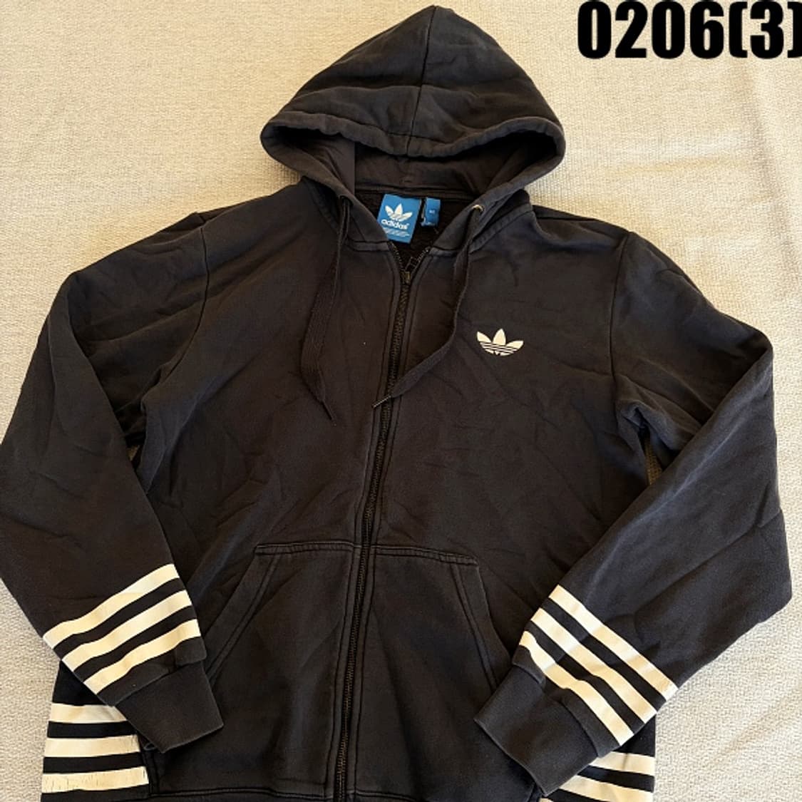 [105] 아디다스 삼선 블랙 코튼 후드집업 0206(3) 상품이미지2