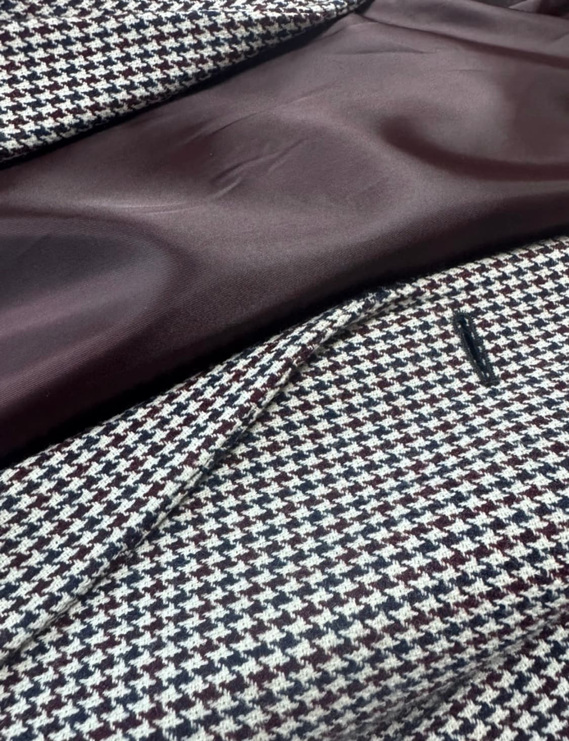 새상품 라인 체크코트 버건디 55사이즈 상품이미지2