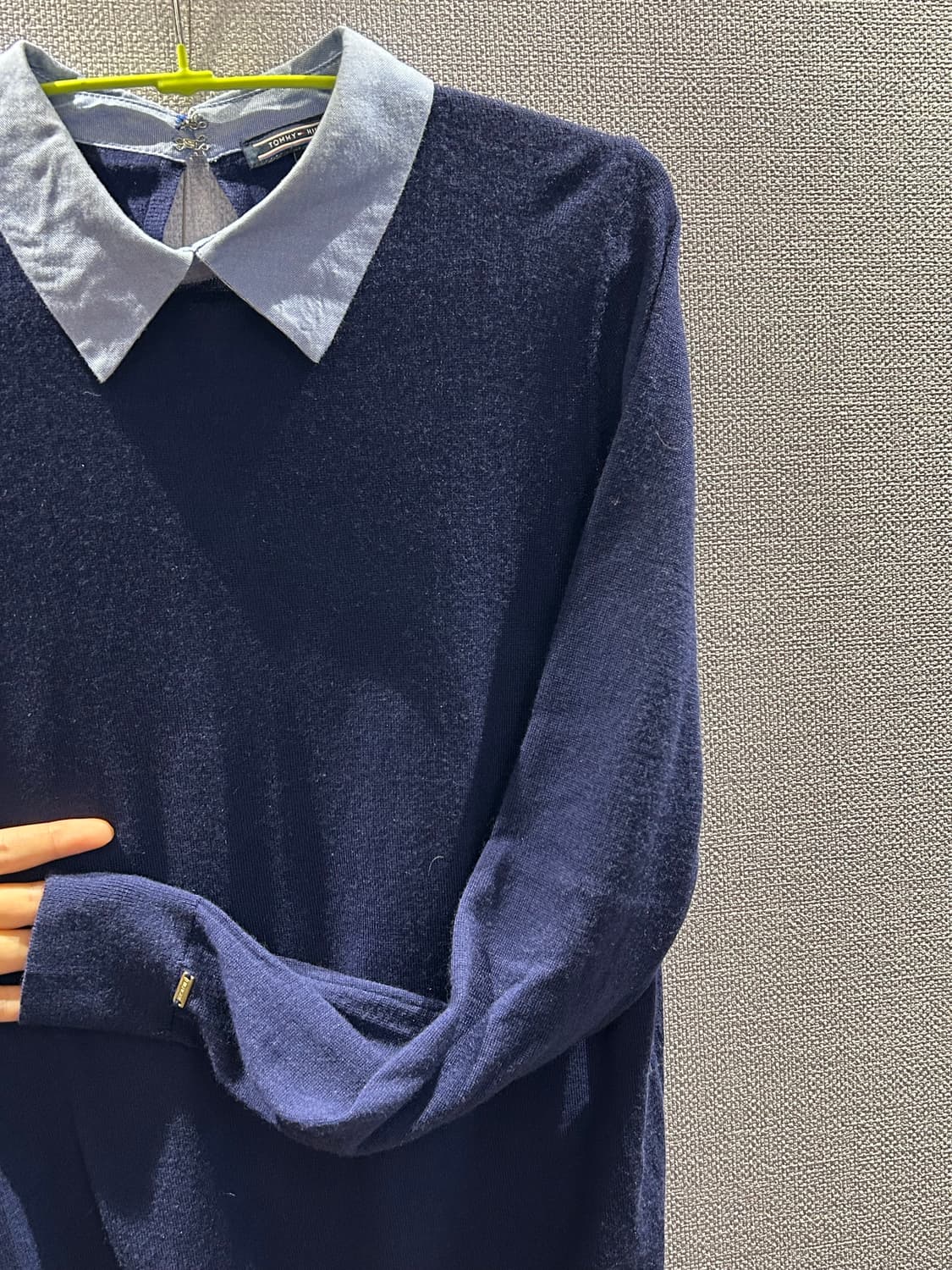 [S] 타미힐피거 럭셔리 울 배색 카라 니트 (Navy) 상품이미지2