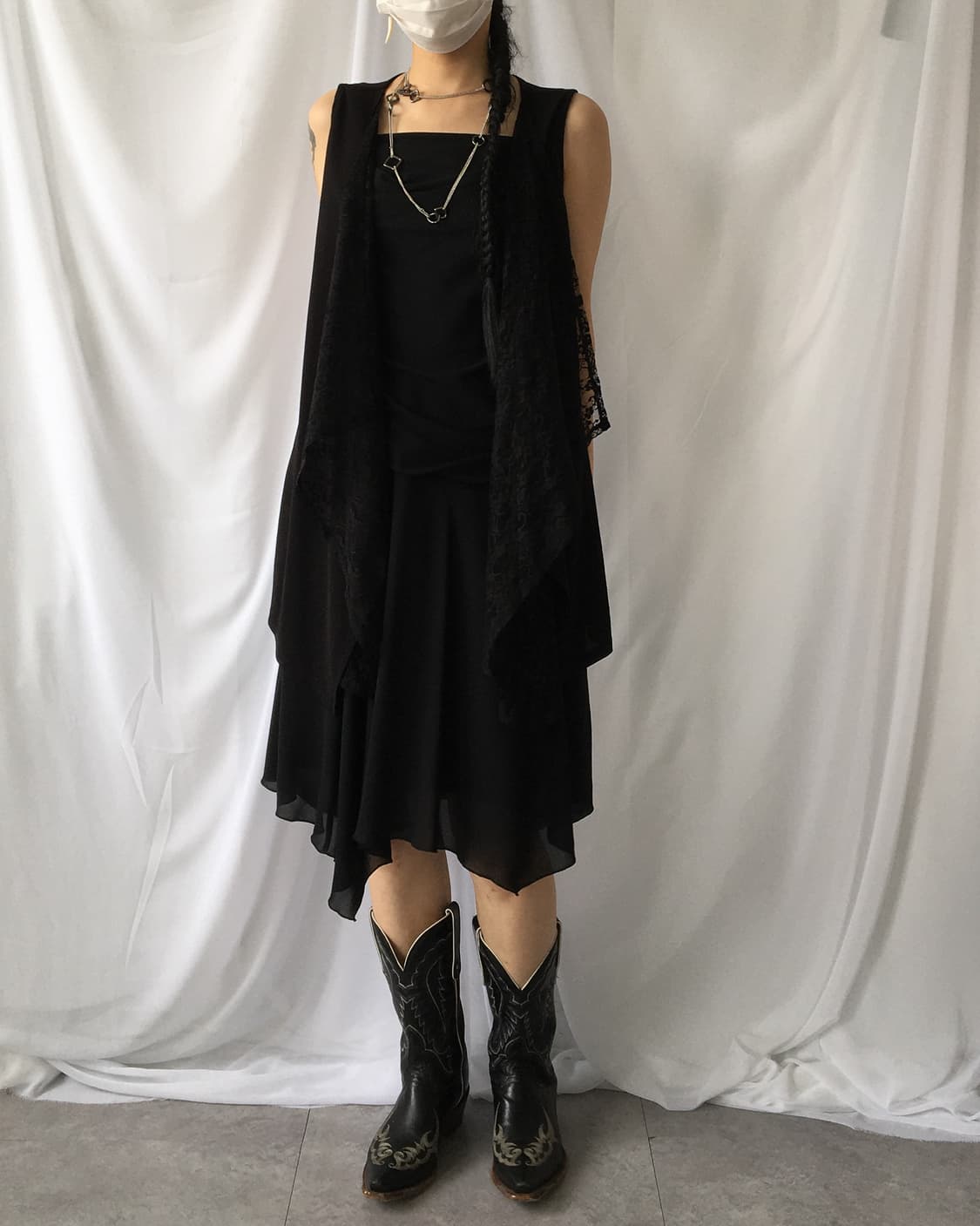 Lace layered open drape vest 상품이미지6