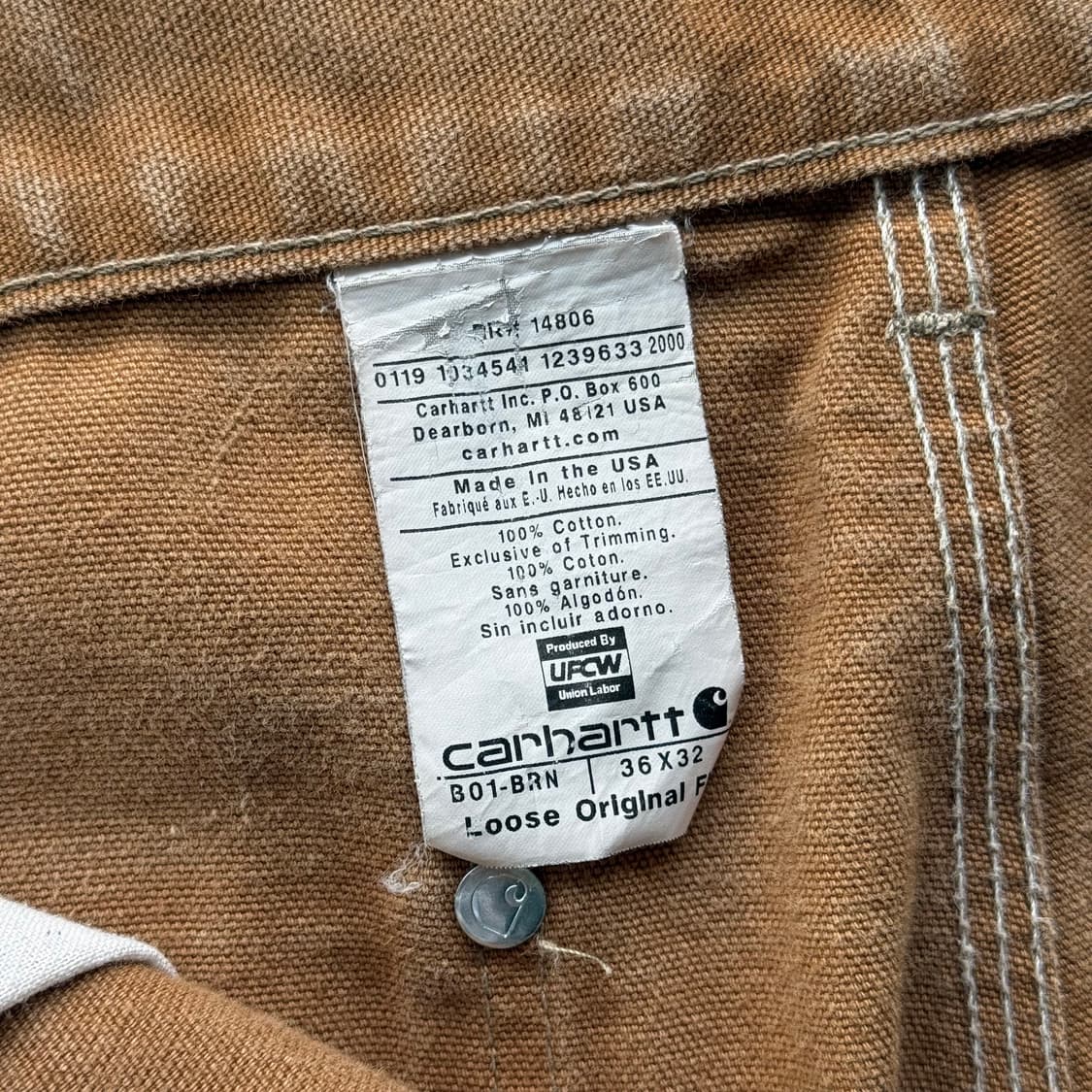 칼하트 B01 더블니 카펜터 팬츠 상품이미지10