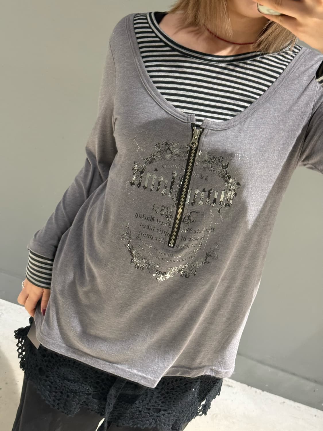 stripe layered printing long sleeve 상품이미지2