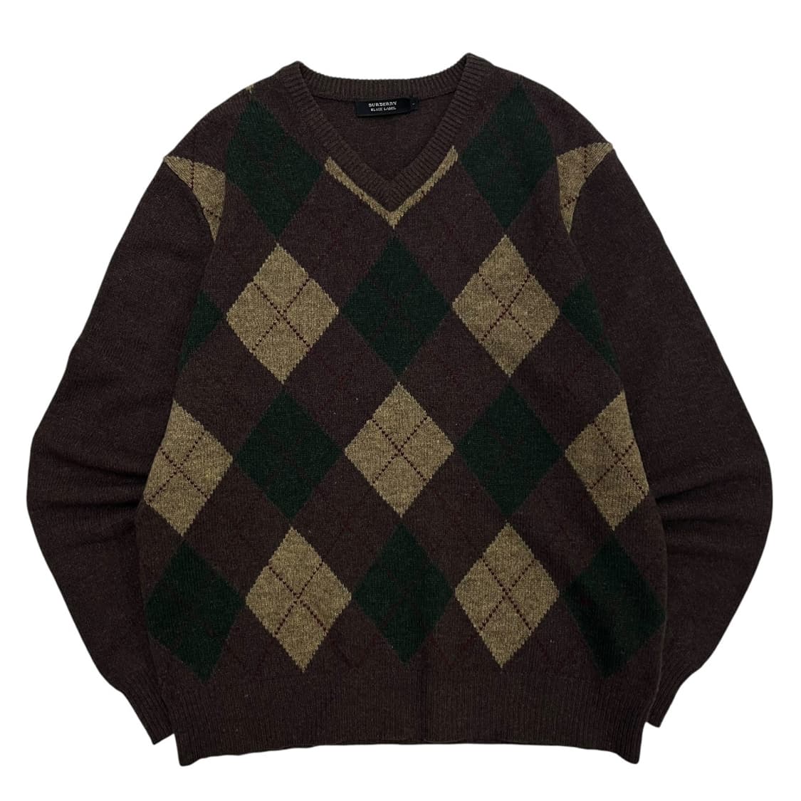 버버리 아가일 체크 브라운 브이 니트 L 상품이미지2