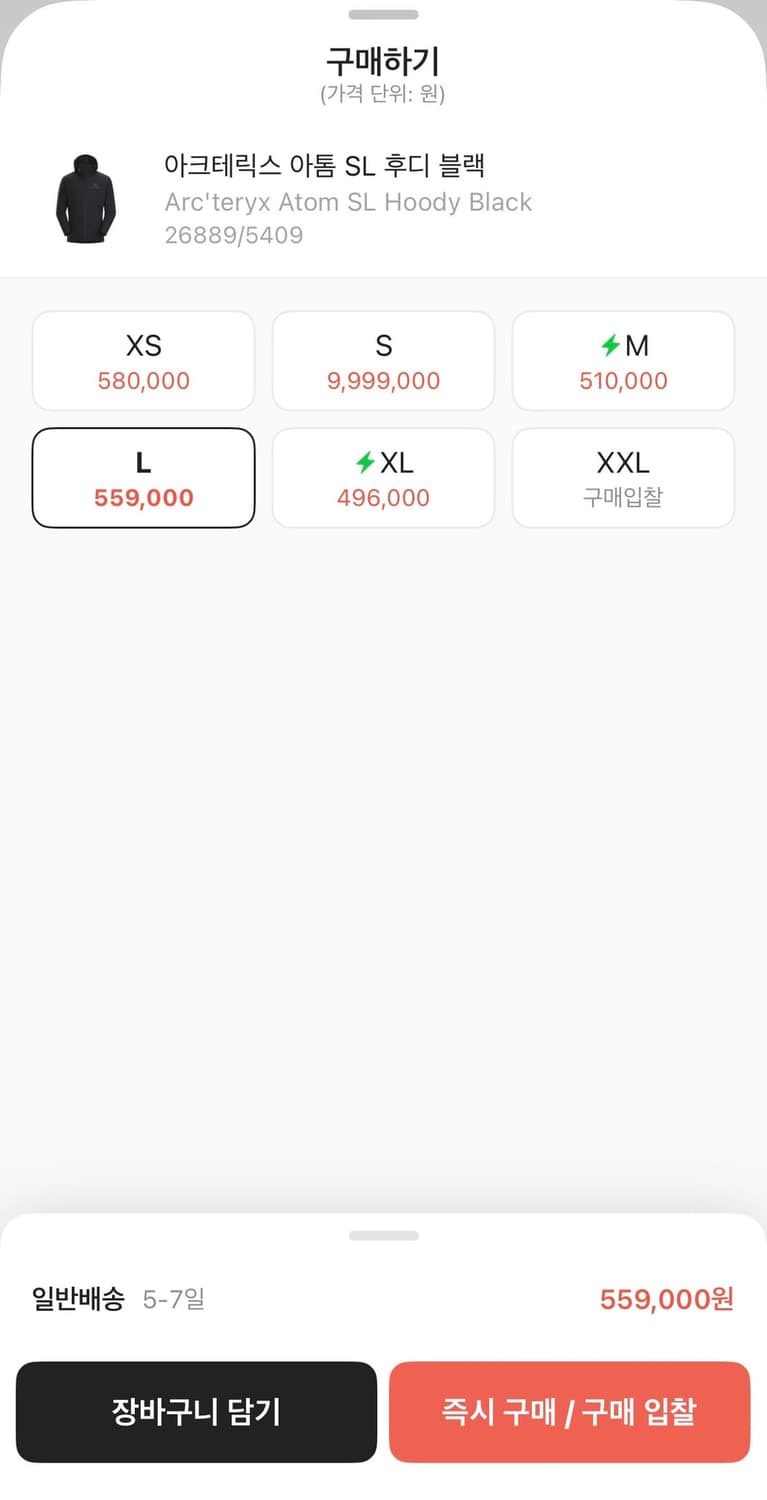 [L]아크테릭스 아톰 SL 후디 블랙 자수버전 상품이미지4