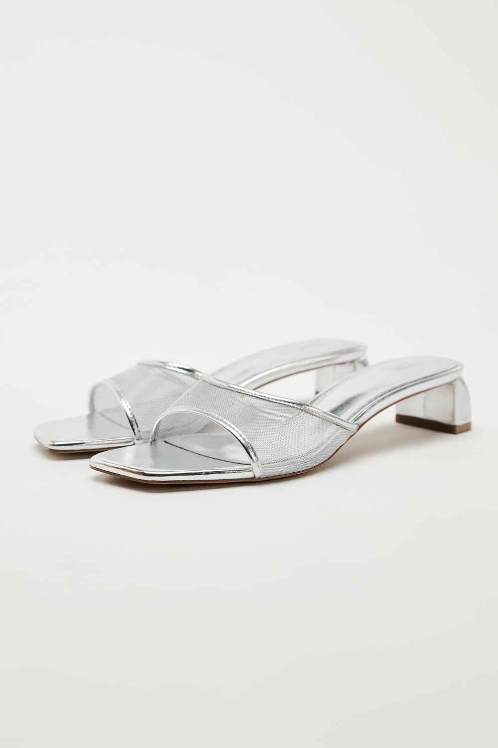 자라 METALLIC MESH HEELED MULES 뮬 상품이미지2