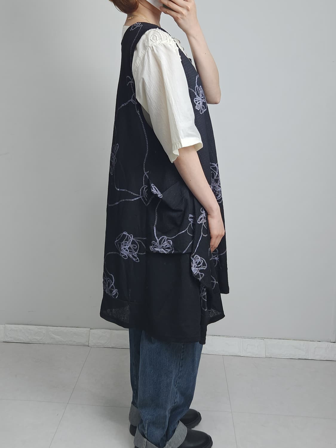 패턴 롱 슬리브리스 블라우스 상품이미지3