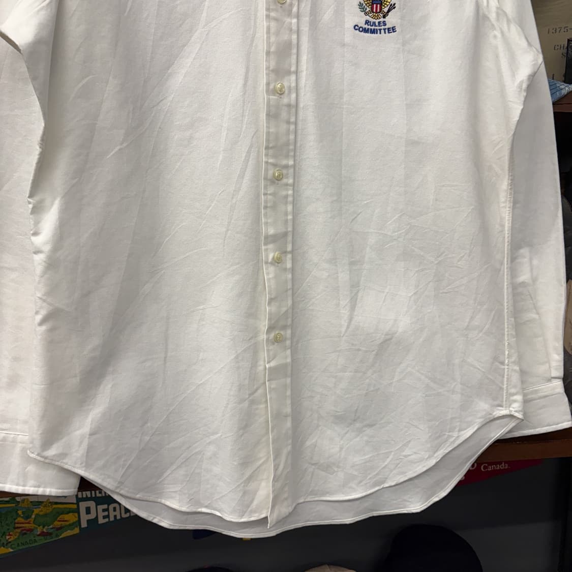 90s 폴로 랄프로렌 USGA 오피셜 엠브로이드 옥스포드 셔츠 N1092 상품이미지4