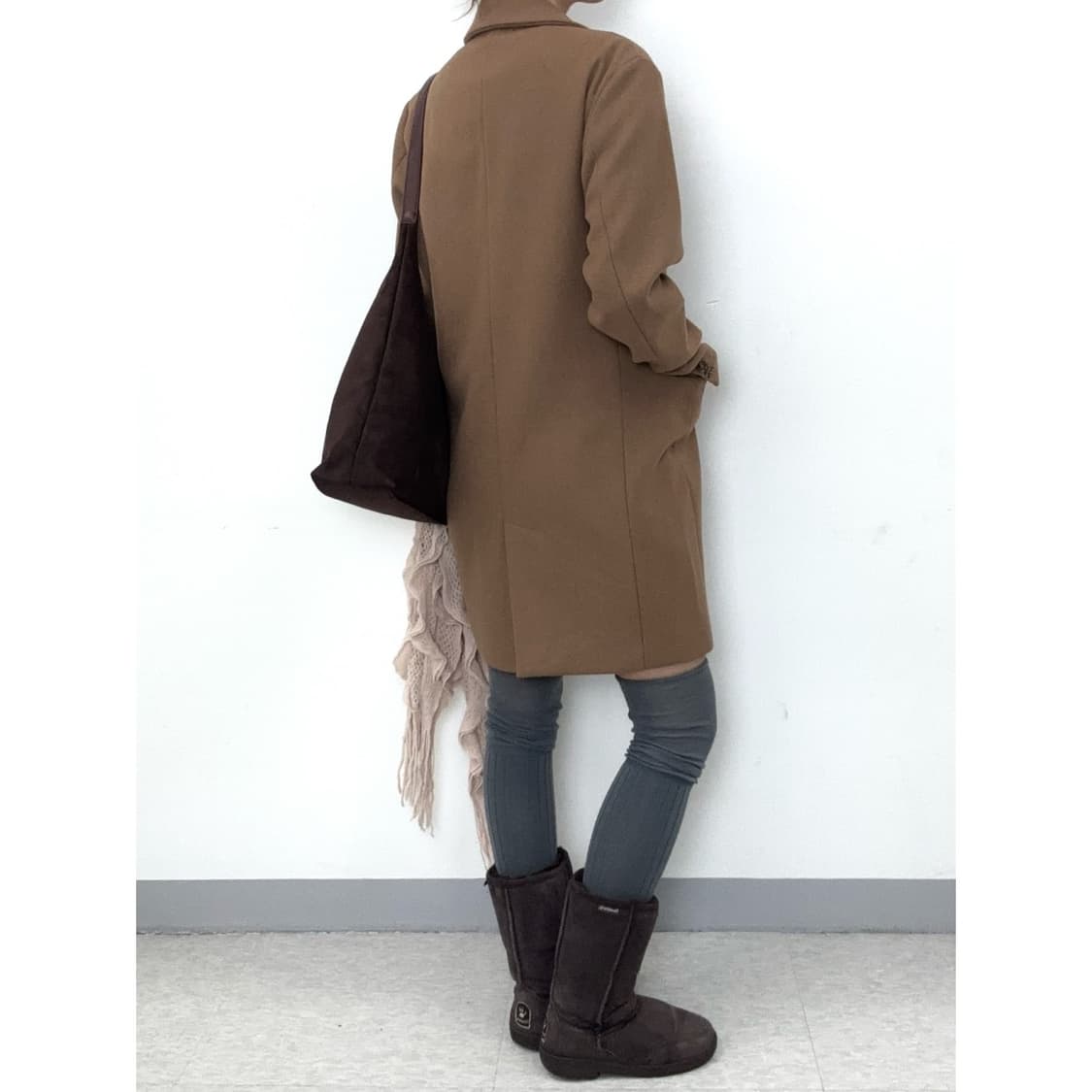 빈티지 브라운 울 코트 상품이미지5