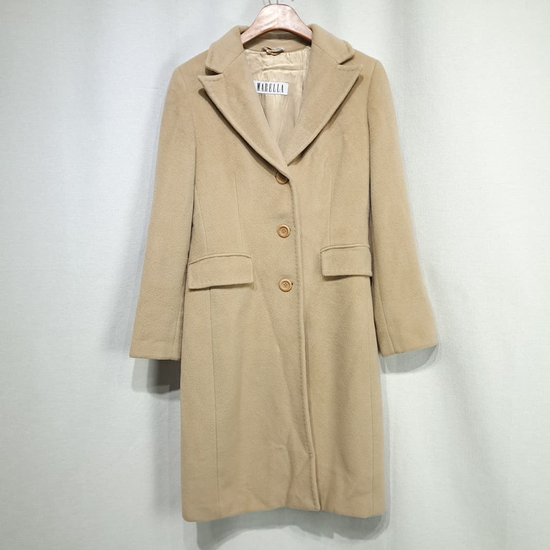 CL283 L 마렐라 90s 이태리판 울캐시미어 싱글 카멜 코트 상품이미지1
