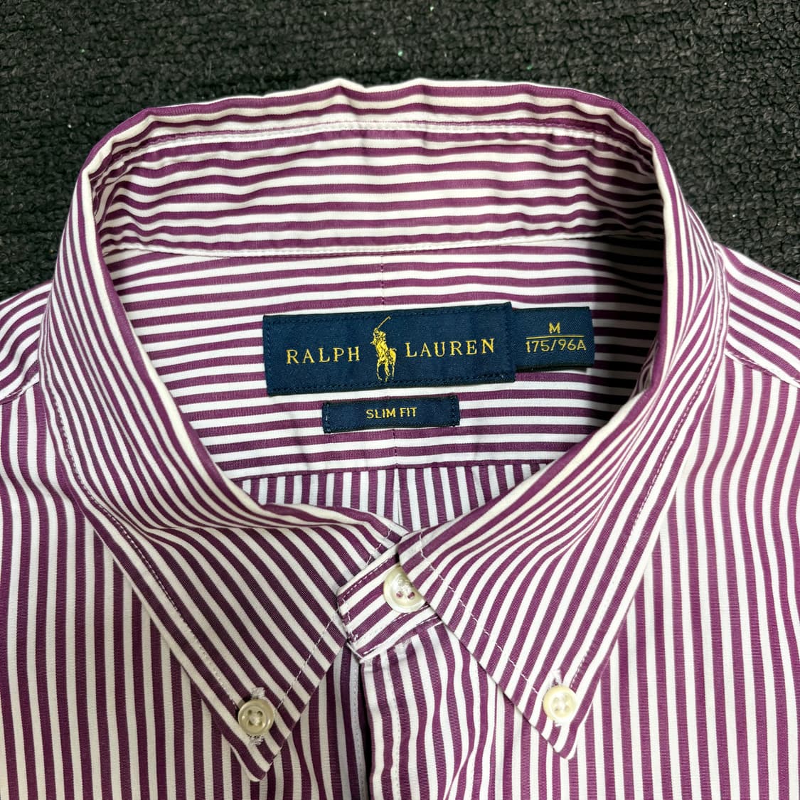 폴로 스몰 로고 스트라이프 레드 패턴 슬림핏 셔츠 M 상품이미지5