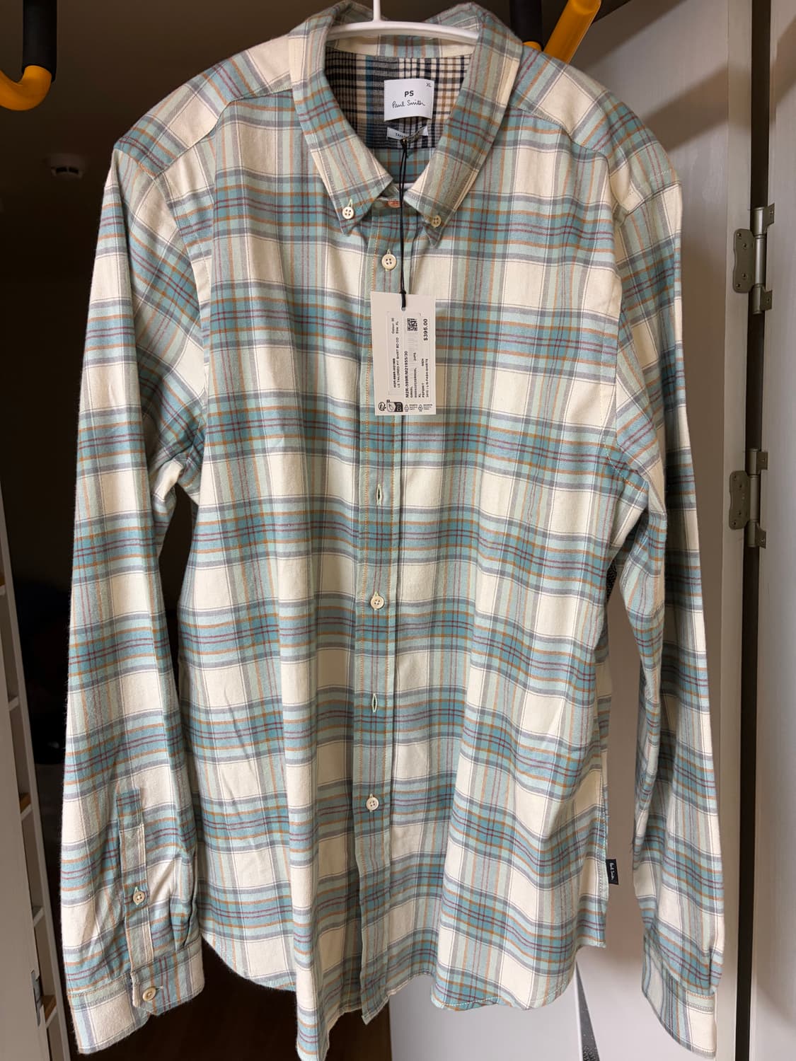 폴스미스 블루 오프 화이트 체크 셔츠 XL 상품이미지4