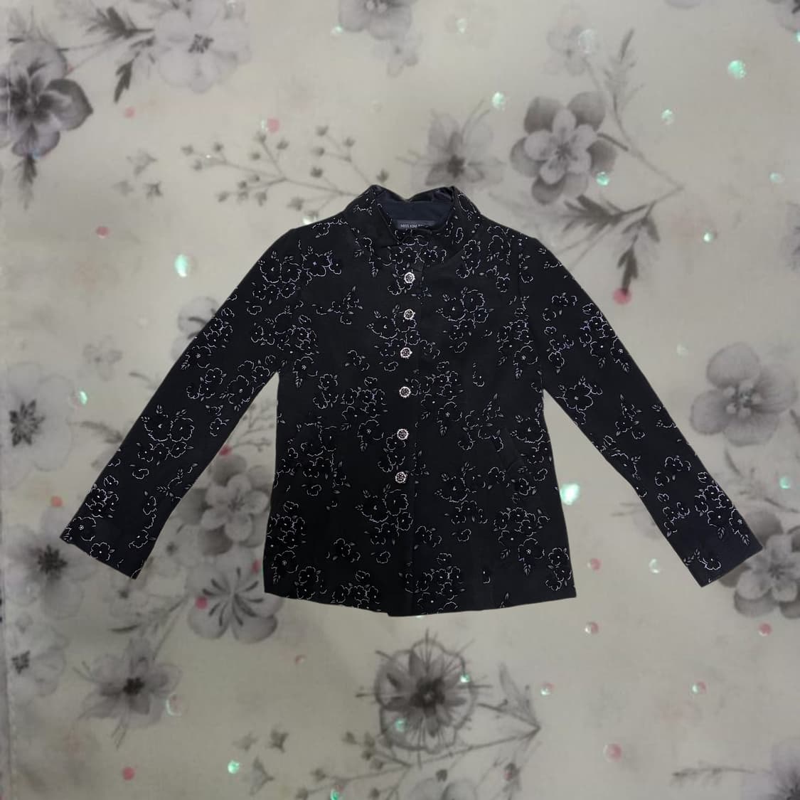 빈티지 블랙 플라워 패턴 자켓 상품이미지1