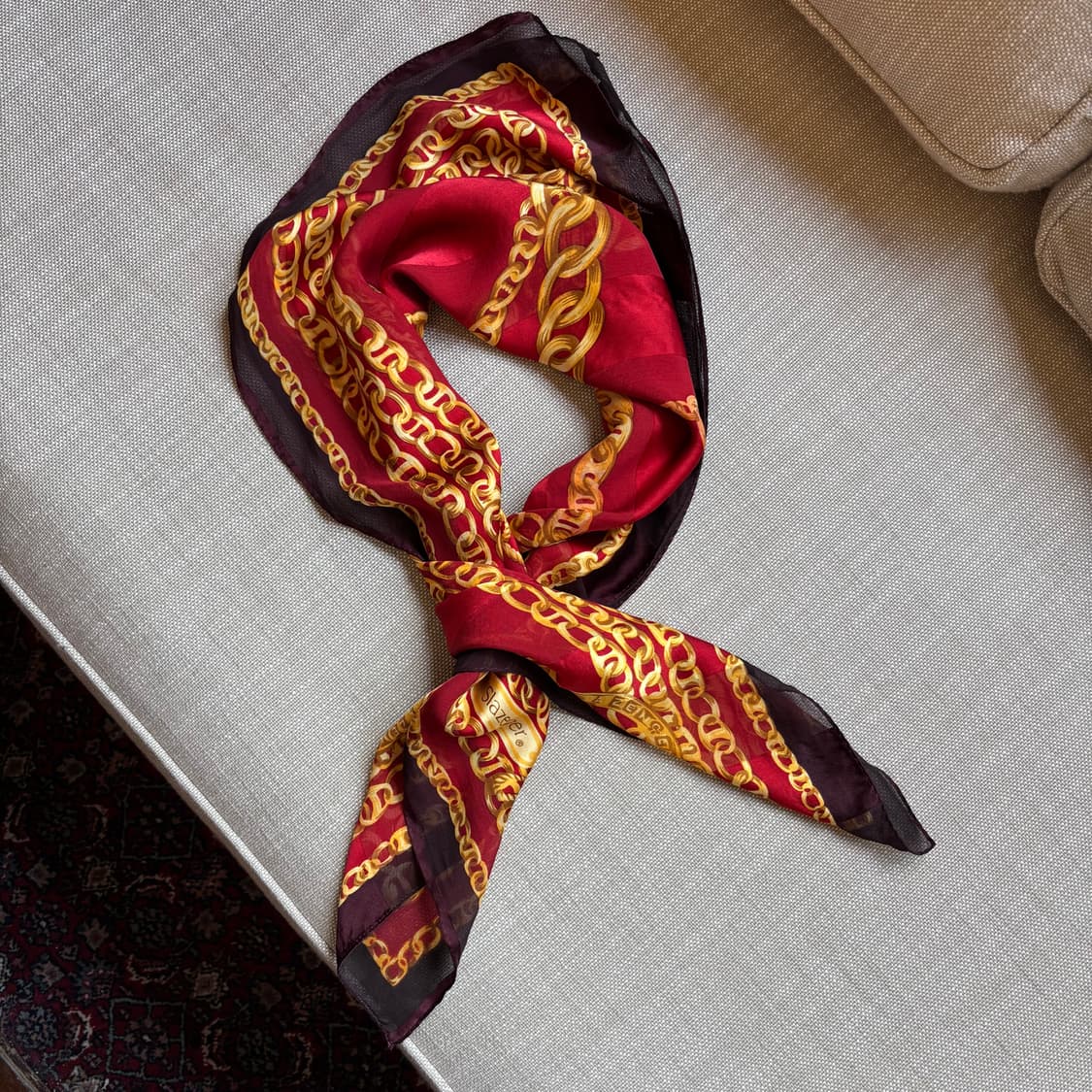 슬래진저(Slazenger)빈티지 스타일의 체인 패턴 실크 스카프 상품이미지1