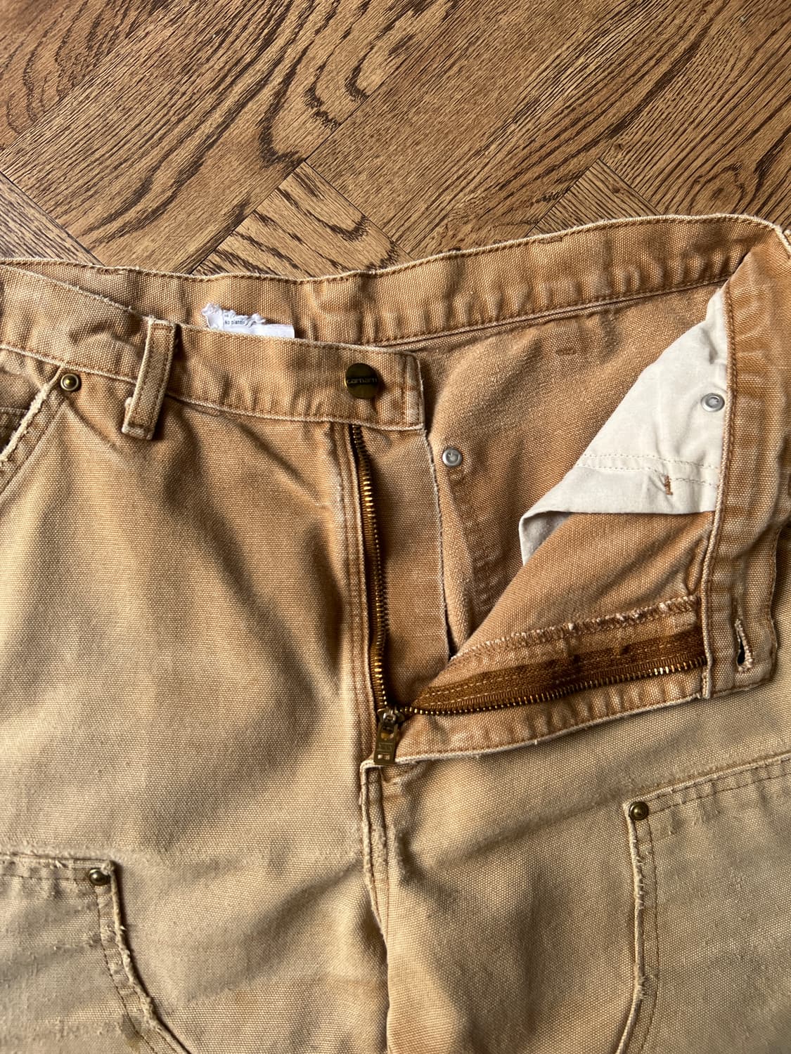 [32]칼하트 USA 빈티지 페이딩 브라운 더블니 워크 팬츠 상품이미지3