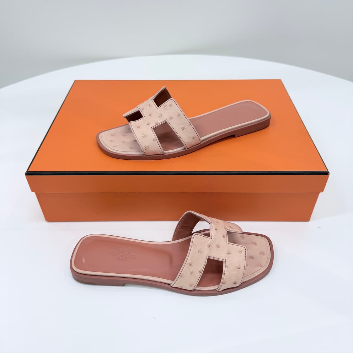 [S급/220] 에르메스 오란 오스트리치 여성 샌들 슬리퍼 로즈핑크 상품이미지3