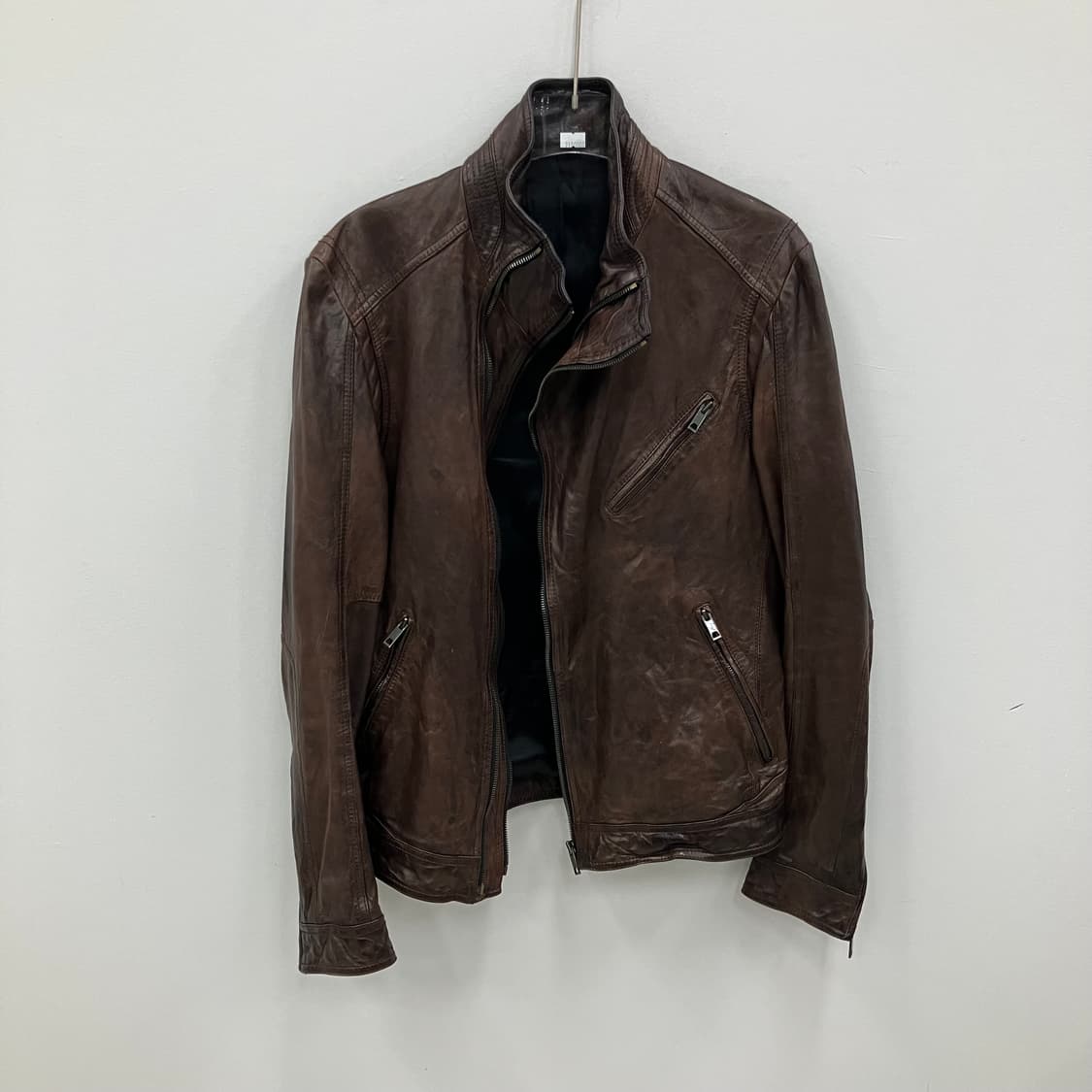 솔리드옴므 우영미 브라운 사선 지퍼 양가죽 자켓 105 상품이미지3