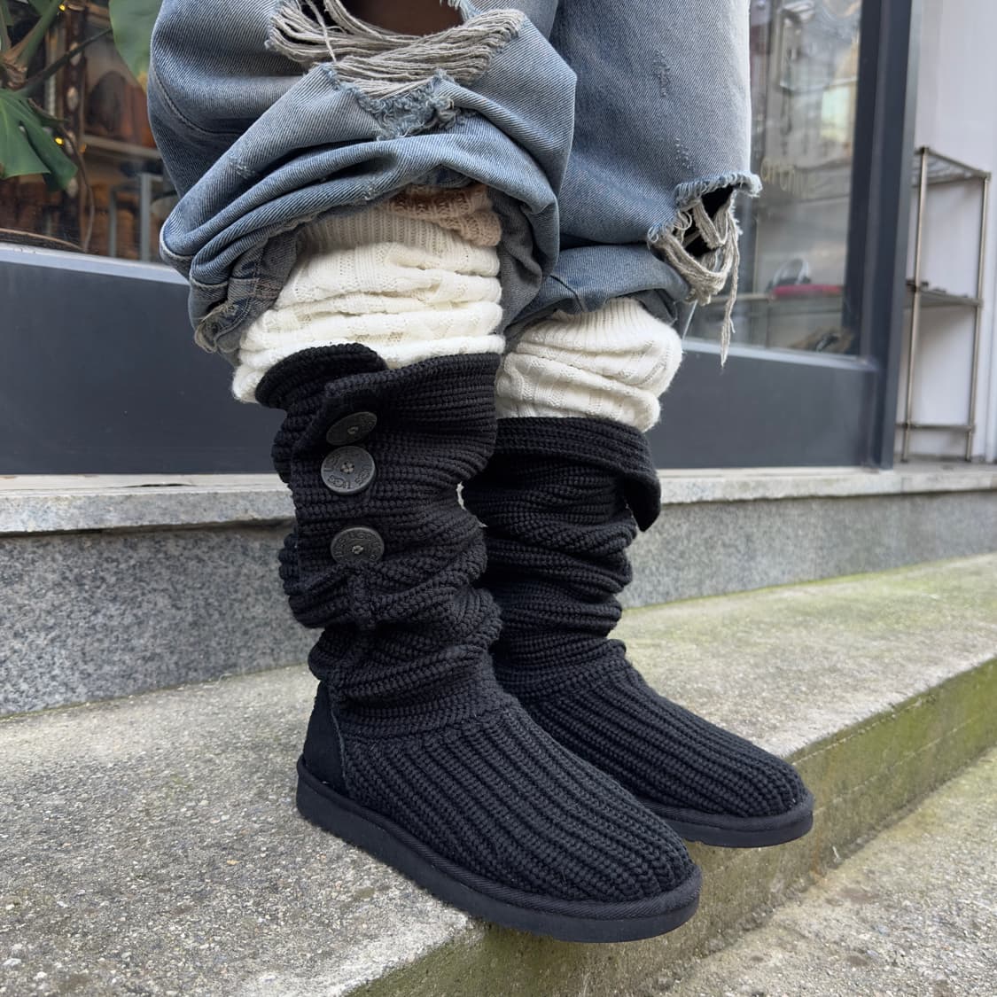 2000s Y2K 니트 카디 어그 부츠 상품이미지1
