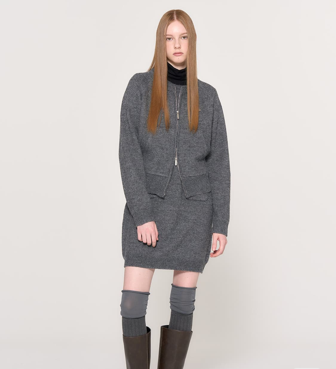 제너럴아이디어 집업 가디건 차콜 상품이미지2