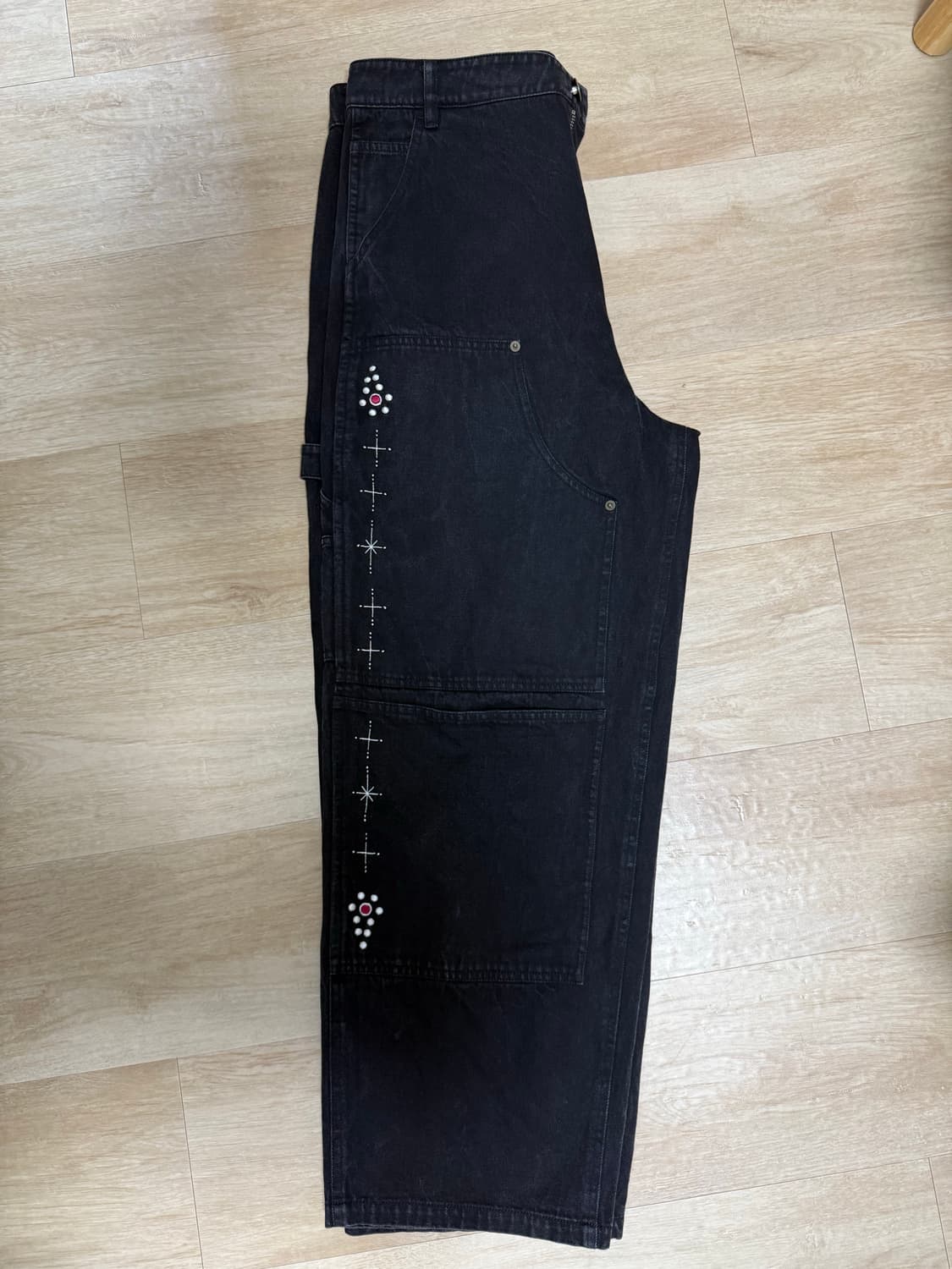 [1] 아오이로 페이크 스터드 더블니 데님 팬츠 상품이미지2