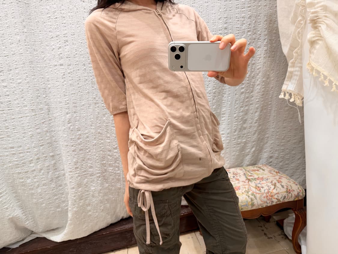shirring soft hood zip-up 상품이미지5