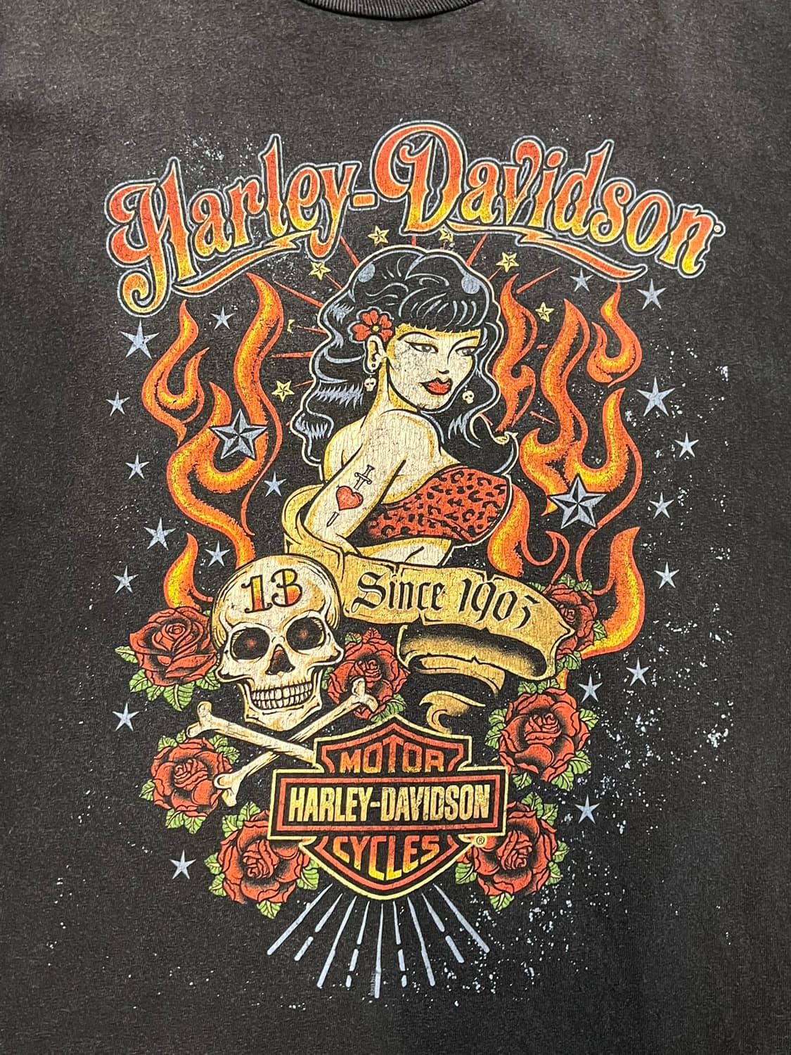 [3XL] 할리데이비슨 핀업걸 바이커 그래픽 반팔 티셔츠 상품이미지7