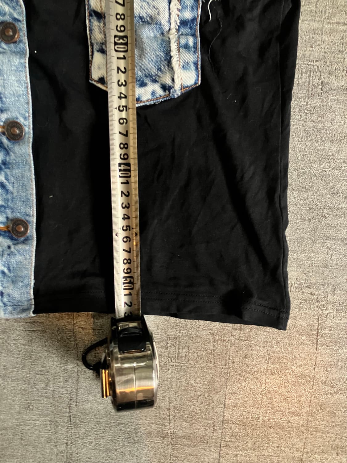 일본빈티지 Rorita 핀터깔y2k 대대장 데님포켓 반팔티셔츠 상품이미지3