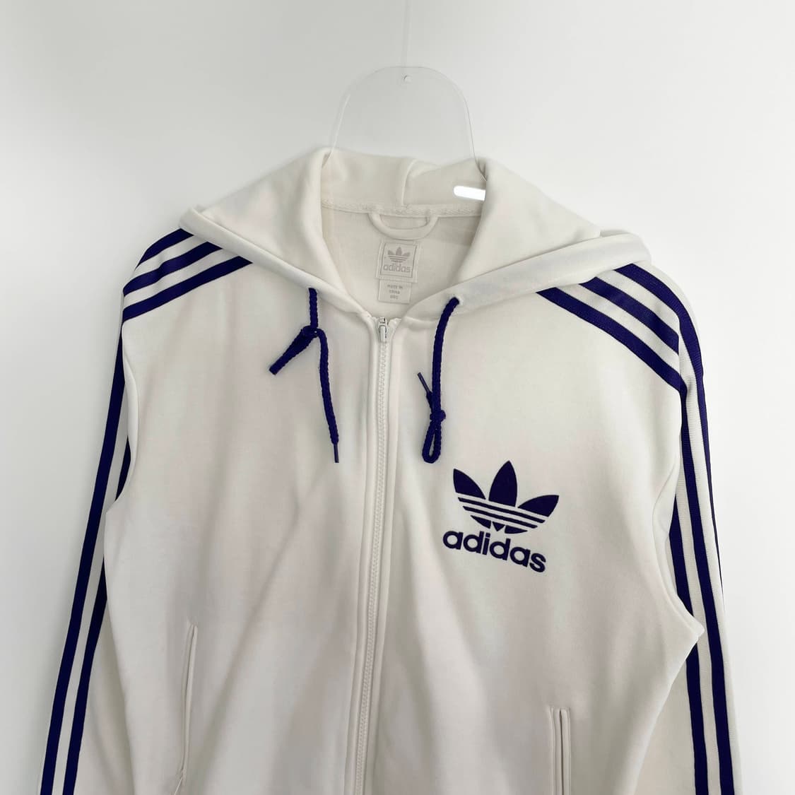 E2 아디다스 00's 화이트 퍼플 후드 집업 져지 95사이즈 상품이미지2