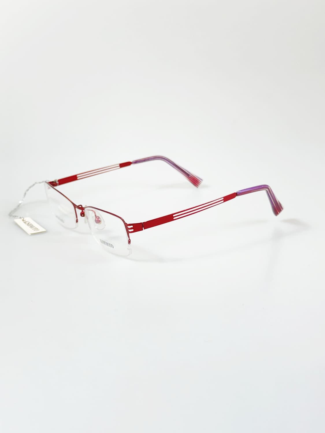 KISHIMOTO 레드 티타늄 반무테 스퀘어 빈티지 안경 상품이미지3