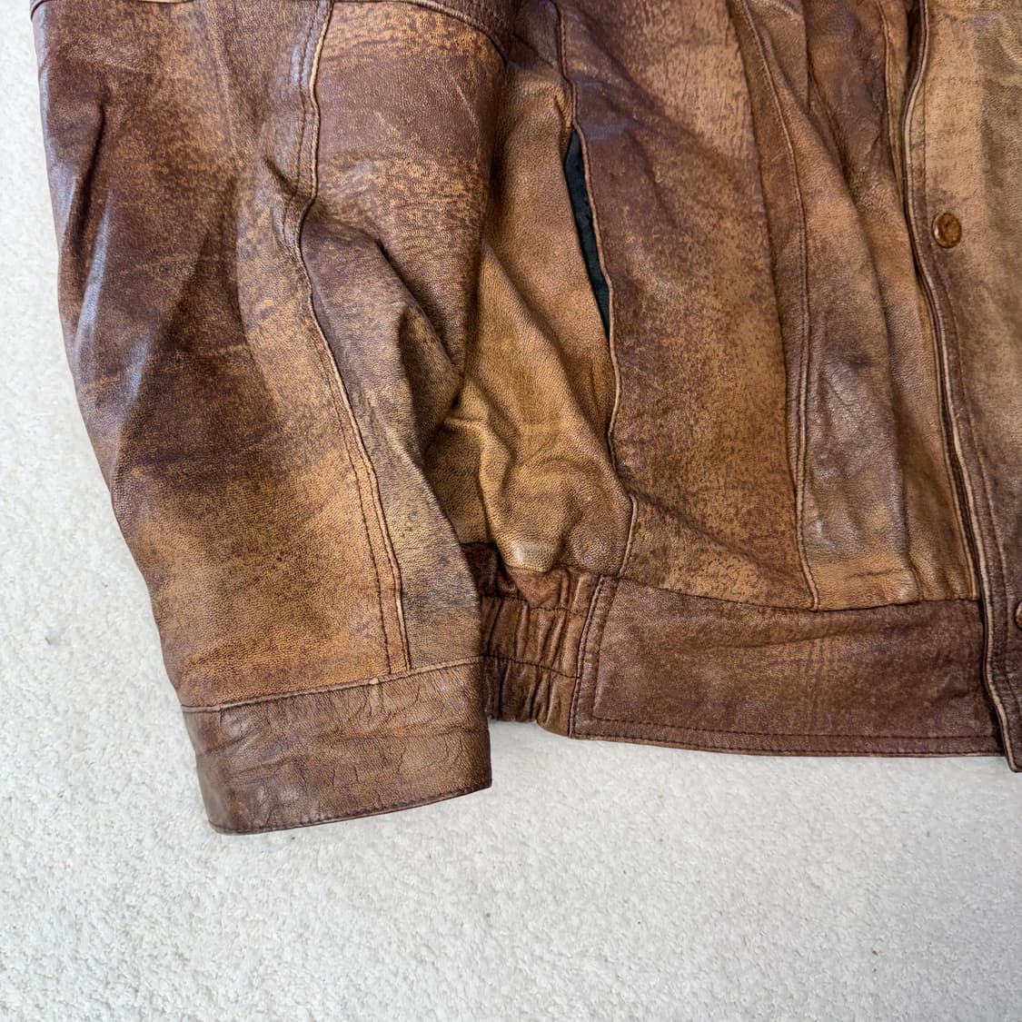 빈티지 워시드 레더 트러커 자켓 상품이미지8